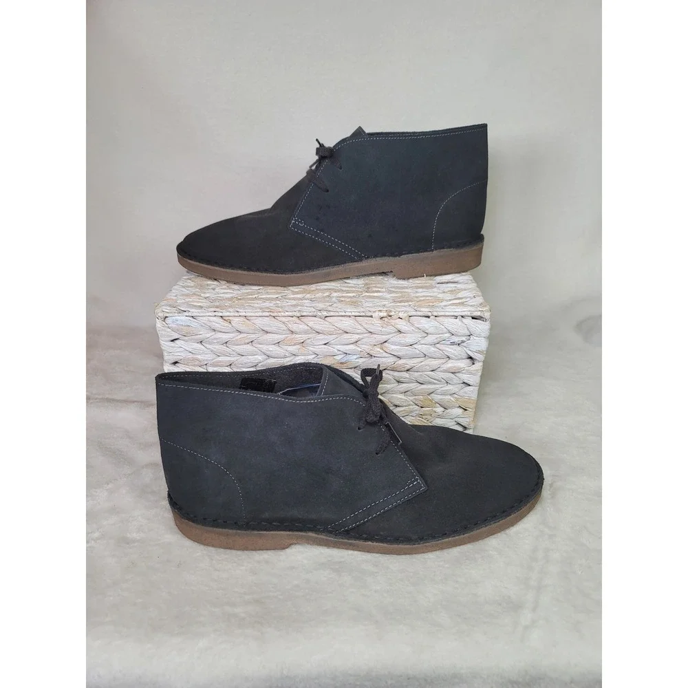 J.Crew MacAlister Suede Desert Chukka Boots Made in Italy Charcoal Black Size 12